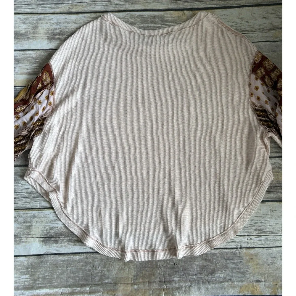 We The Free Blossom Thermal Floral Balloon Sleeve Top Size S - Picture 6 of 7